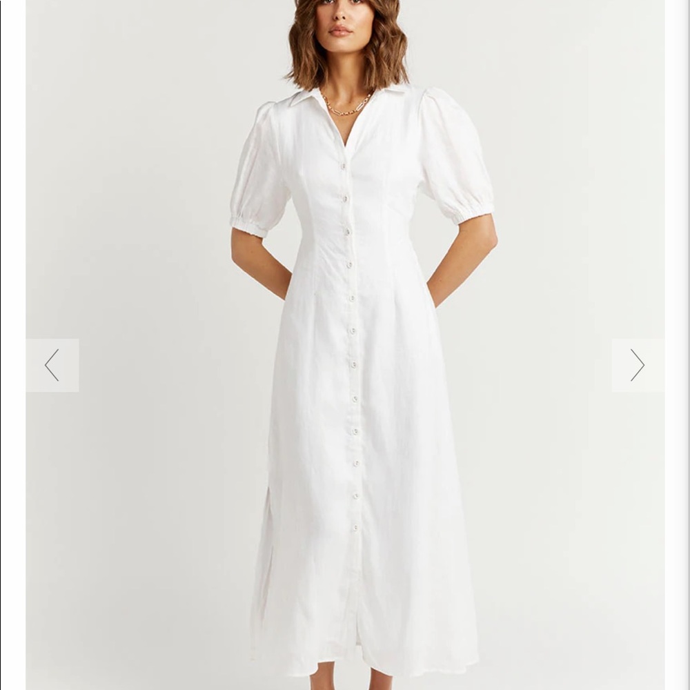 DISSH Elaine White Linen Midi Dress